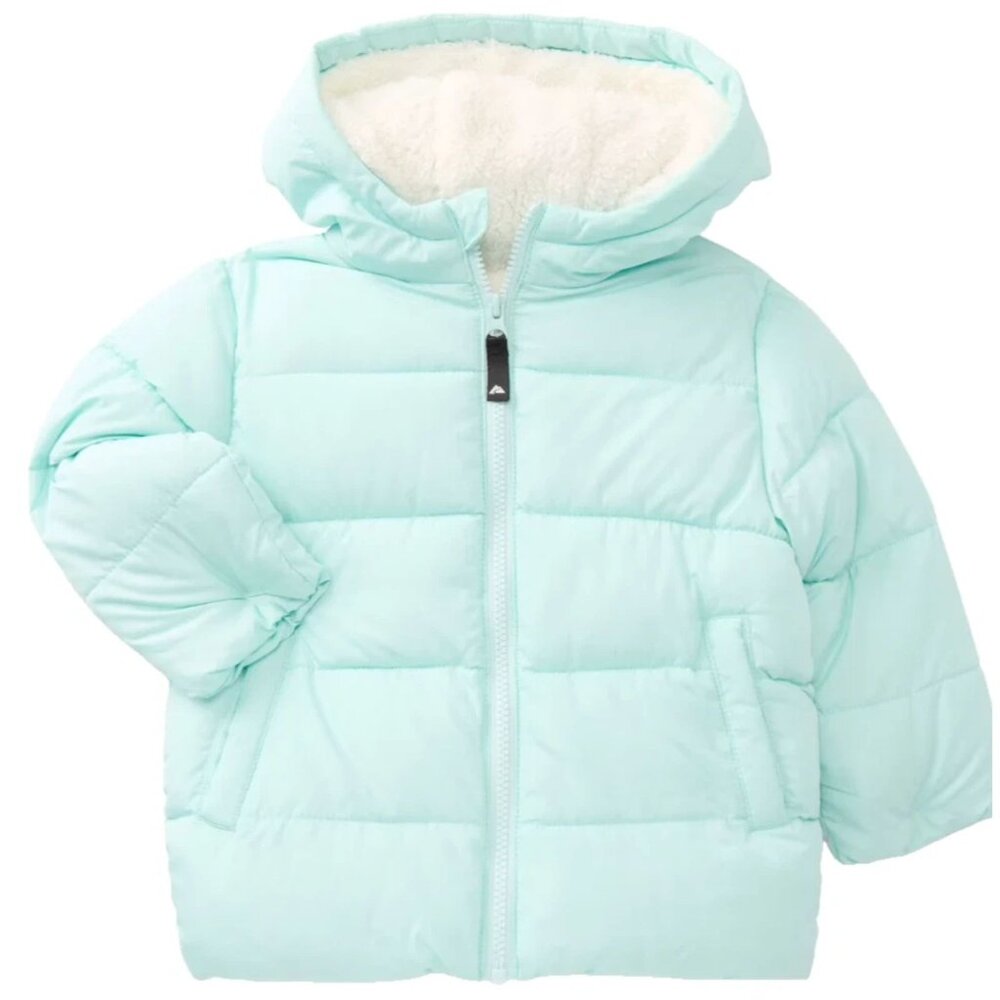 Ozark Trail Puffer Coat BABY GIRLS SIZE 12 MONTHS Microfleece Mint NEW